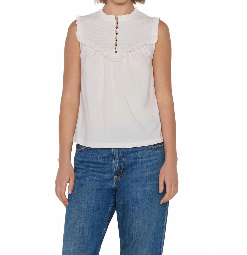 NEW NATION LTD nelly smocked top in porcelain